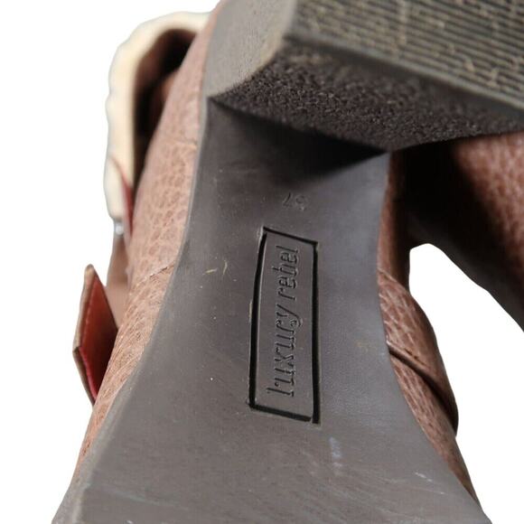 Luxury Rebel Shoes Womens 37 Boots Penelope Knee High Heel Leather Fold Over Fur - Picture 11 of 16